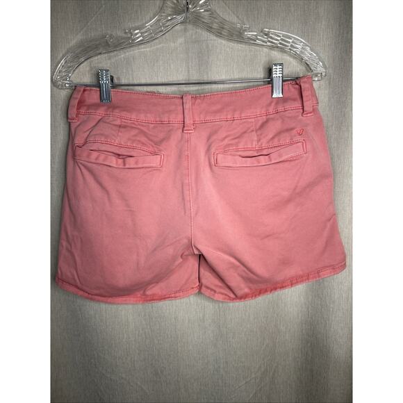 American Eagle Outfitters Barbie Pink MIDI Chino Stretch Shorts Womens Sz 6 - Picture 2 of 9